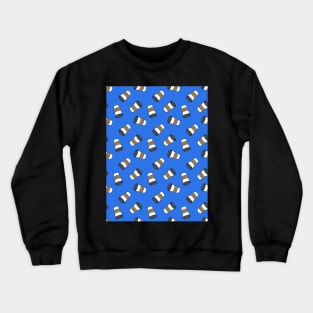 ditsy coffee cups on blue Crewneck Sweatshirt